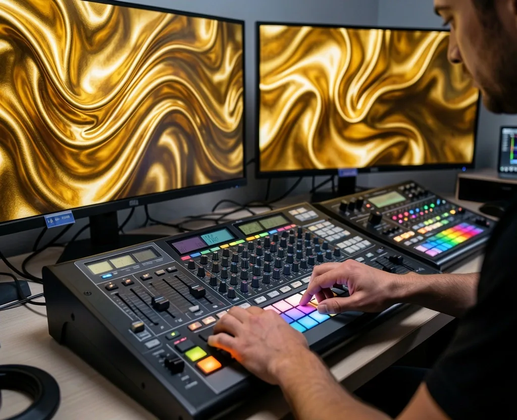Arte generado con IA en un estudio creativo