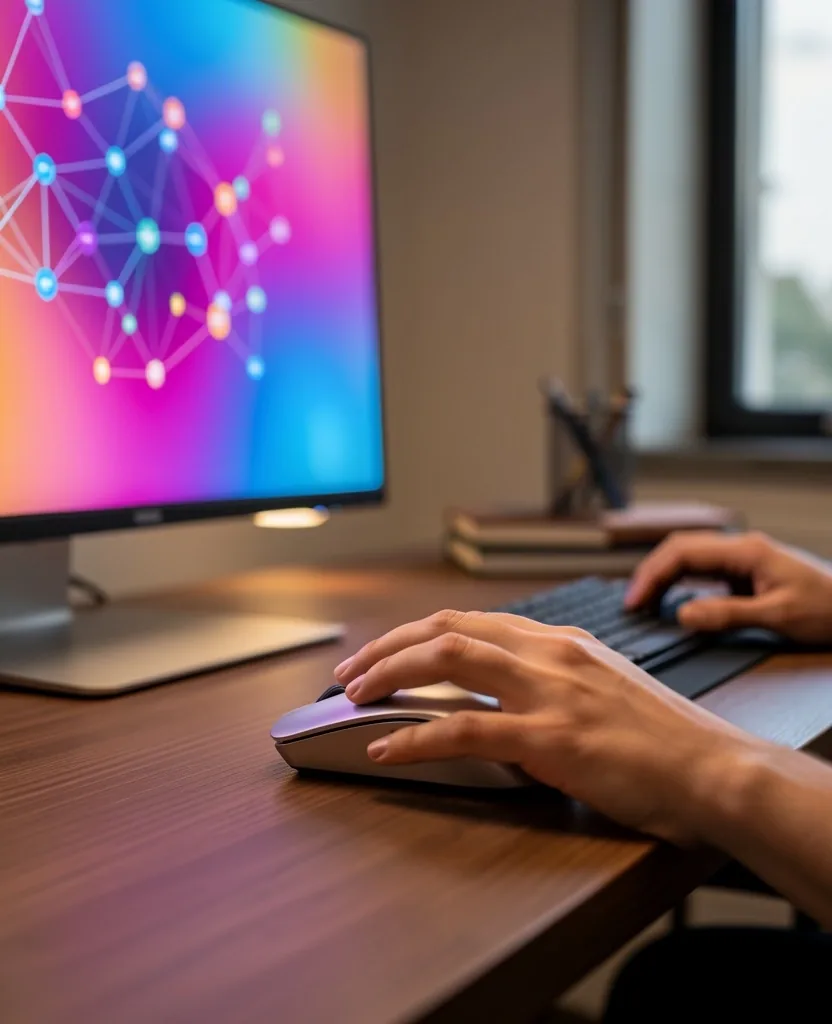 Interfaz de herramientas de IA en monitor profesional