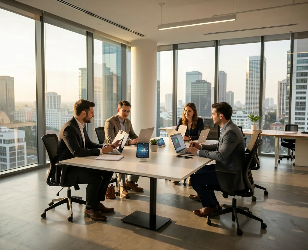 Espacio de coworking en Buenos Aires con profesionales usando herramientas de IA
